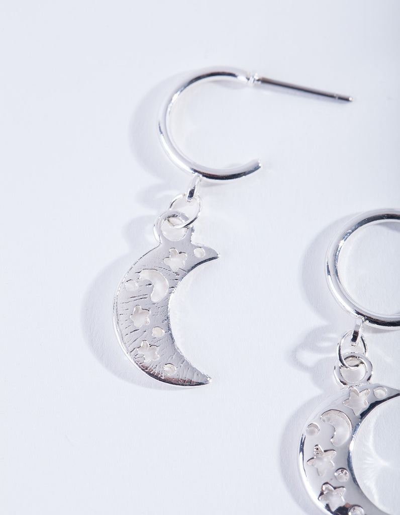 Moon good and Star Earrings, Silver Celestial Earrings, Drop Earrings, Silver Moon Earrings, Moon Crescent, Bridesmaid Gift, Bridal Earrings