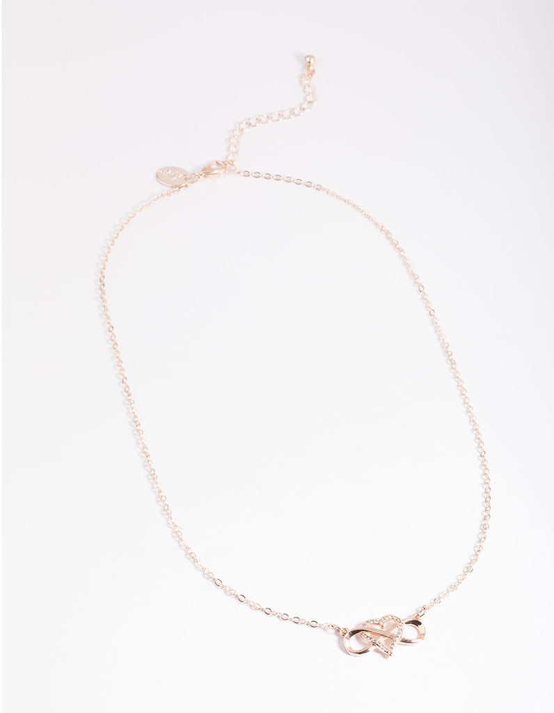 Rose Gold Heart & Infinity Necklace - Lovisa