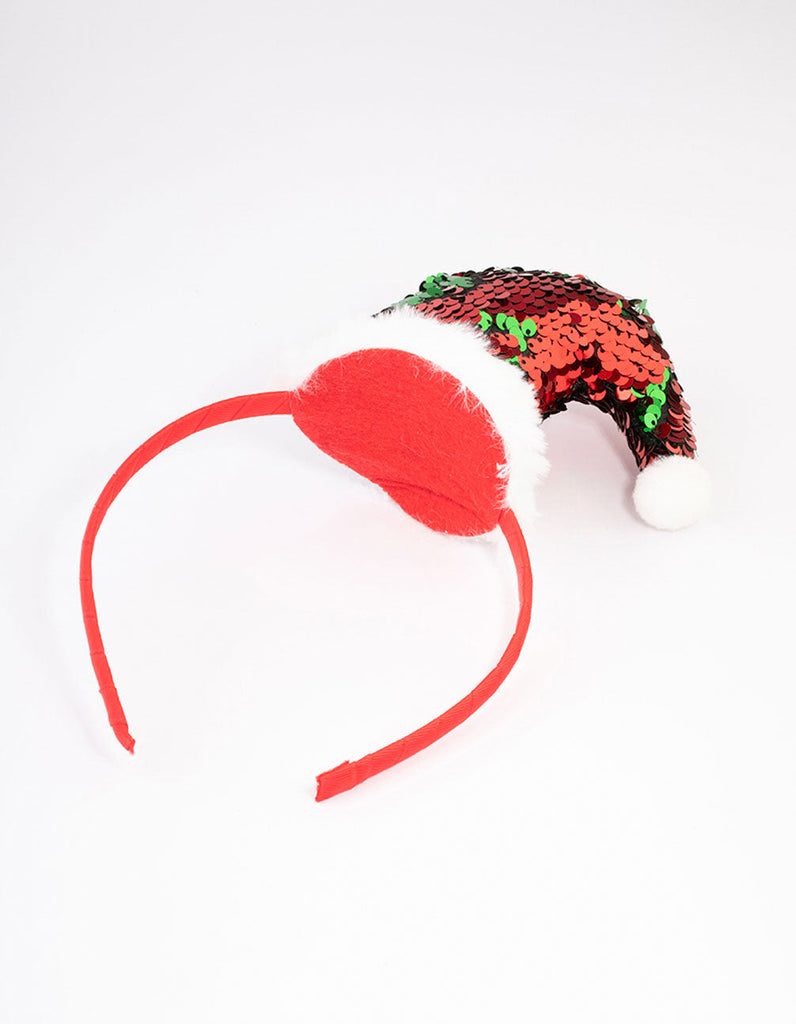 Fabric Red Sequin Santa Hat Headband Lovisa