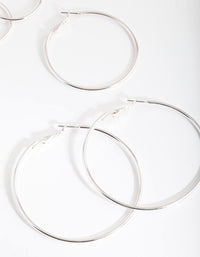 Silver Sleeper Round Hoop Trio - link has visual effect only