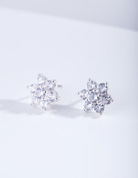 Silver Cubic ZIrconia Flower Earrings - link has visual effect only