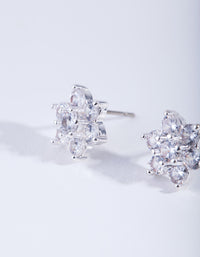 Silver Cubic ZIrconia Flower Earrings - link has visual effect only