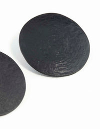 Black Round Textured Earrings - link has visual effect only