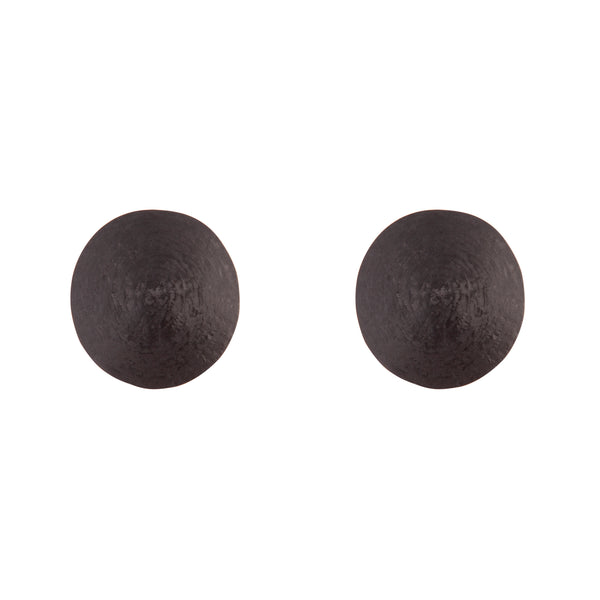 Black Round Textured Earrings