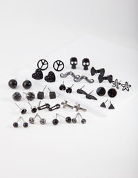 Black Mismatch Bowtie Earring 20 Pack - link has visual effect only