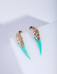 Gold Bird Feather Stud Earrings - link has visual effect only