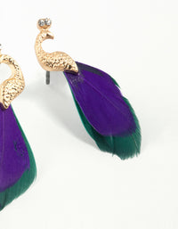 Blue Green Feather Mini Peacock Earrings - link has visual effect only