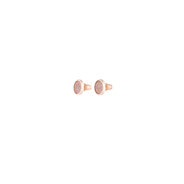 Pink Rose Gold Mini Round Glitter Studs