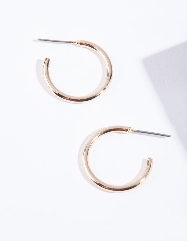 Gold Small Plain Hoop Earrings