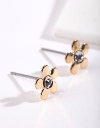 Gold Mini 70s Dia Flower Stud Earrings - link has visual effect only