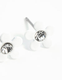 White Coated Mini 70s Dia Flower Stud Earrings - link has visual effect only