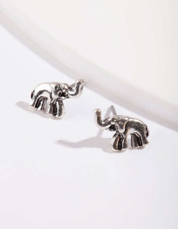 Silver Mini Elephant Stud Earrings