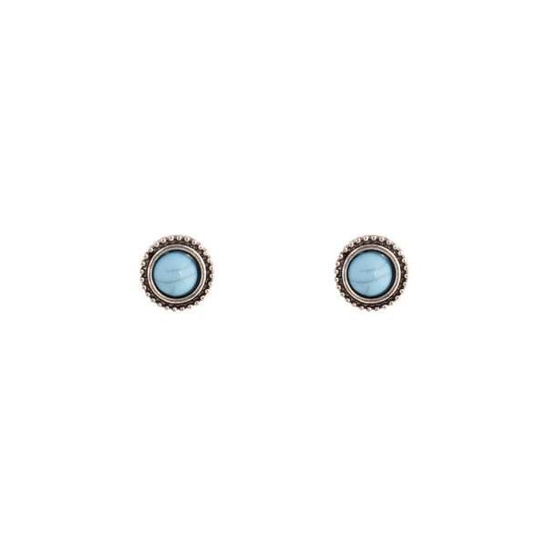 Cracked Turquoise Round Stud Earrings