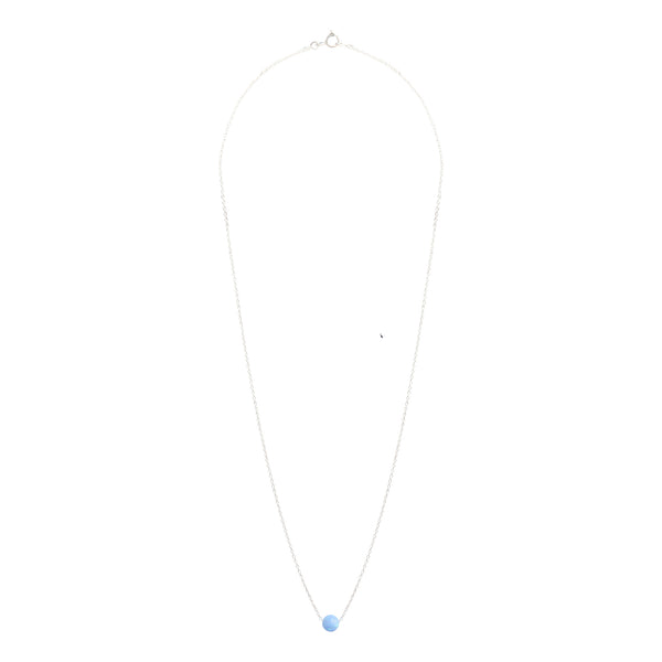 Sterling Silver Opalised Blue Bead Necklace