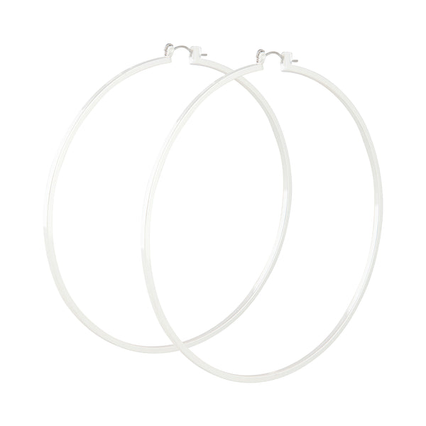 Silver Fine Large Hoop Earrings