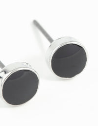 Rhodium Black Disc Earrings - link has visual effect only