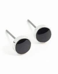 Silver Black Disc Earrings - link has visual effect only