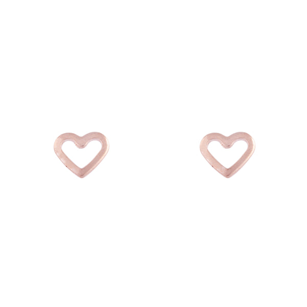 Rose Gold Open Heart Stud Earrings