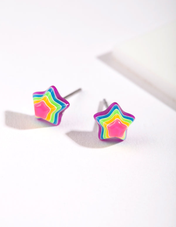 Rainbow Mini Star Stud Earrings