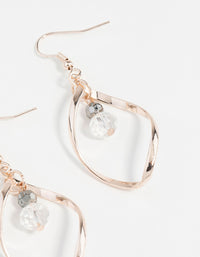 Rose Gold Twist Bead Drop Earrings - link has visual effect only