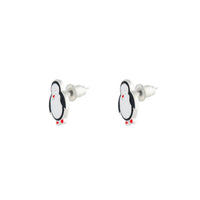 Black White Rhodium Penguin Stud Earrings - link has visual effect only