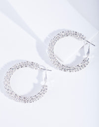 Crystal Encrusted Chunky Silver Hoop Earrings - link has visual effect only