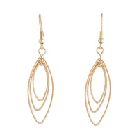 Gold Triple Diamond Cut Navette Drop Earrings - link has visual effect only