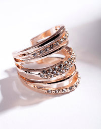 Rose Gold Six Layer Diamante Band Ring - link has visual effect only