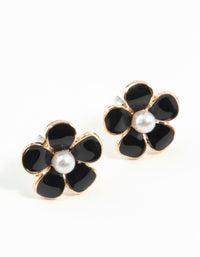 Black Daisy Stud Earrings - link has visual effect only