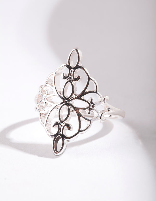 Silver Metal Filigree Ring