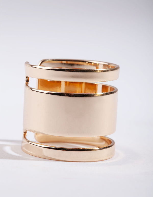 Gold Triple Tube Ring