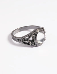 Gunmetal Vintage Stone Ring - link has visual effect only