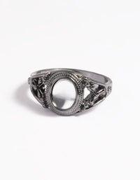 Gunmetal Vintage Stone Ring - link has visual effect only