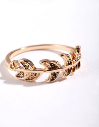 Gold Leaf Band Ring - link has visual effect only