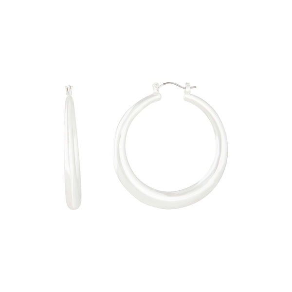 Silver Circular Tube Hoop Earrings