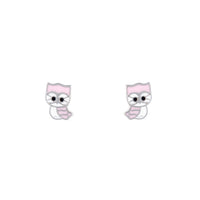 Pink White Owl Stud Earrings - link has visual effect only