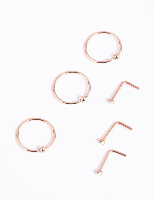 Fine Gold Nose Ring 6-Pack