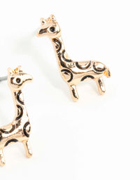 Gold Etched Giraffe Stud Earrings - link has visual effect only