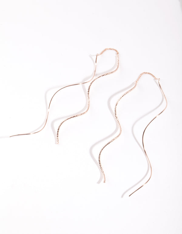 Rose Gold Wave Thread-Through Earrings