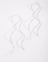 Silver Double Wave Thread Through Earrings - link has visual effect only