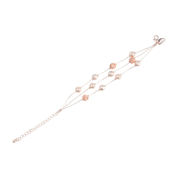 Rose Gold Multi Textured Bead Station Bracelet