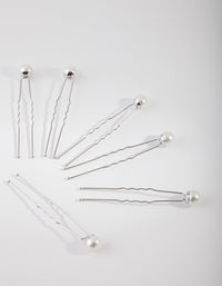 Rhodium Pearl Bun Pins - link has visual effect only