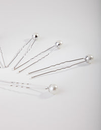 Rhodium Pearl Bun Pins - link has visual effect only