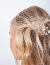 Rose Gold Diamante Flower Pearl Hair Vine - link has visual effect only