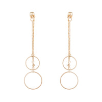 Gold Double Chain & Circle Drop Sandwich Earrings - link has visual effect only