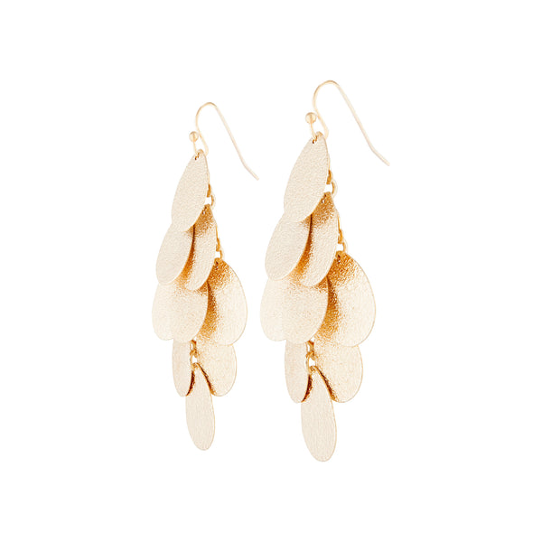 Gold Layered Textured Leaf Drop Earrings Lovisa