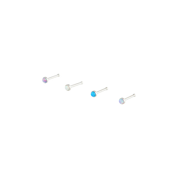 Surgical Steel Synthetic Opal Nose Pin 4-Pack