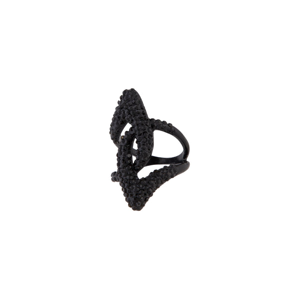 Black Rhinestone Abstract Loop Ring