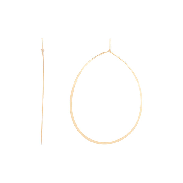 Gold Fine Tear Drop Hoop Earrings