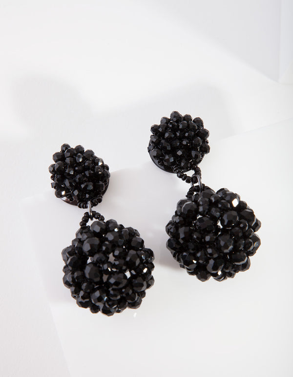 Black Faceted Bauble Earrings